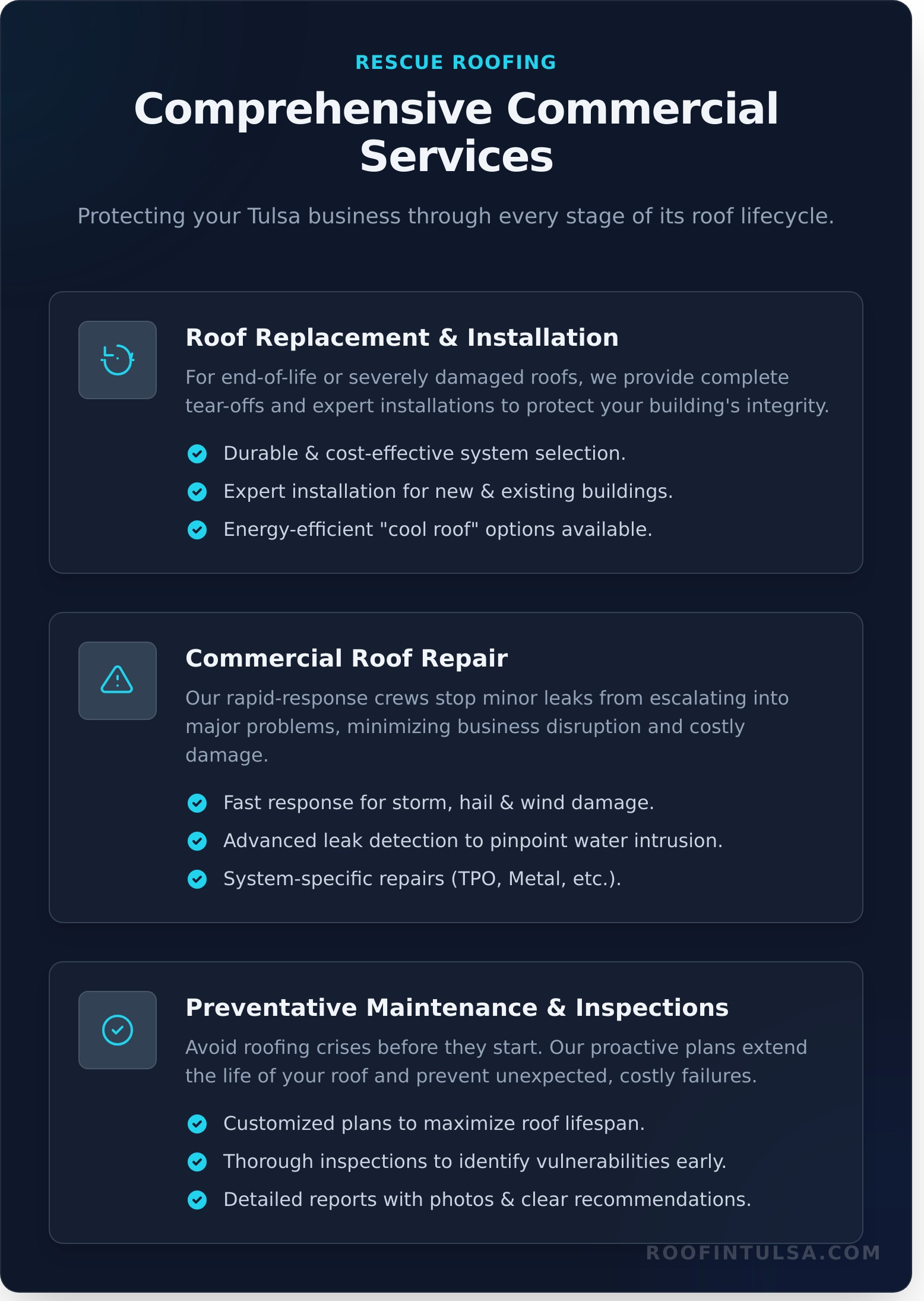 Expert Commercial Roofing in Tulsa, OK | Rescue Roofing - Infographic