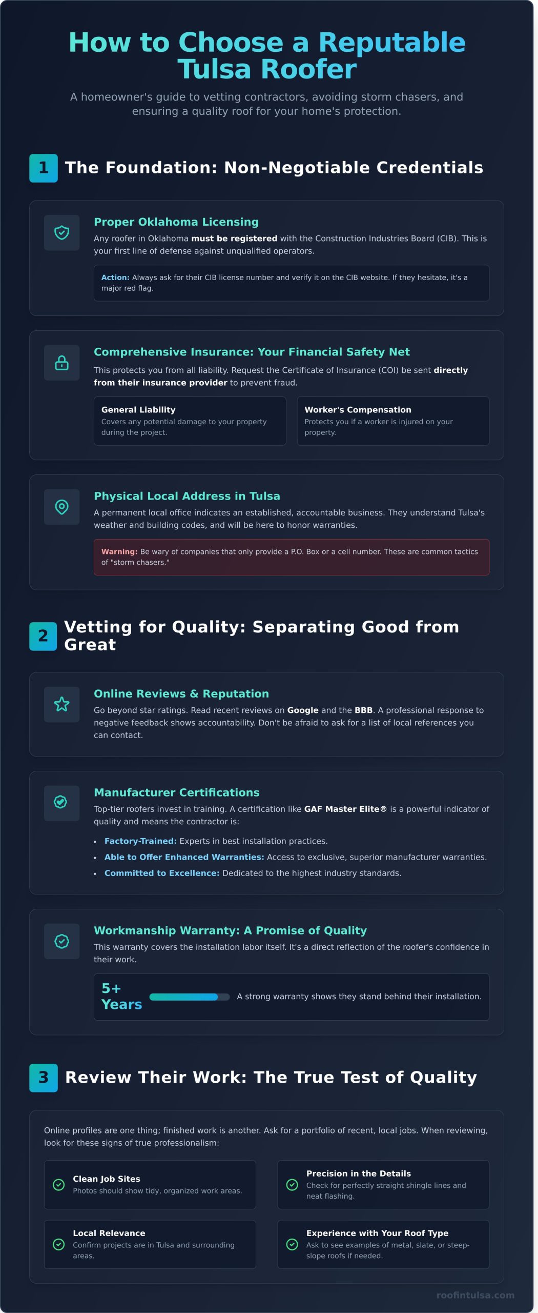 Choosing Roofing Companies in Tulsa: The Ultimate Homeowner’s Guide - Infographic