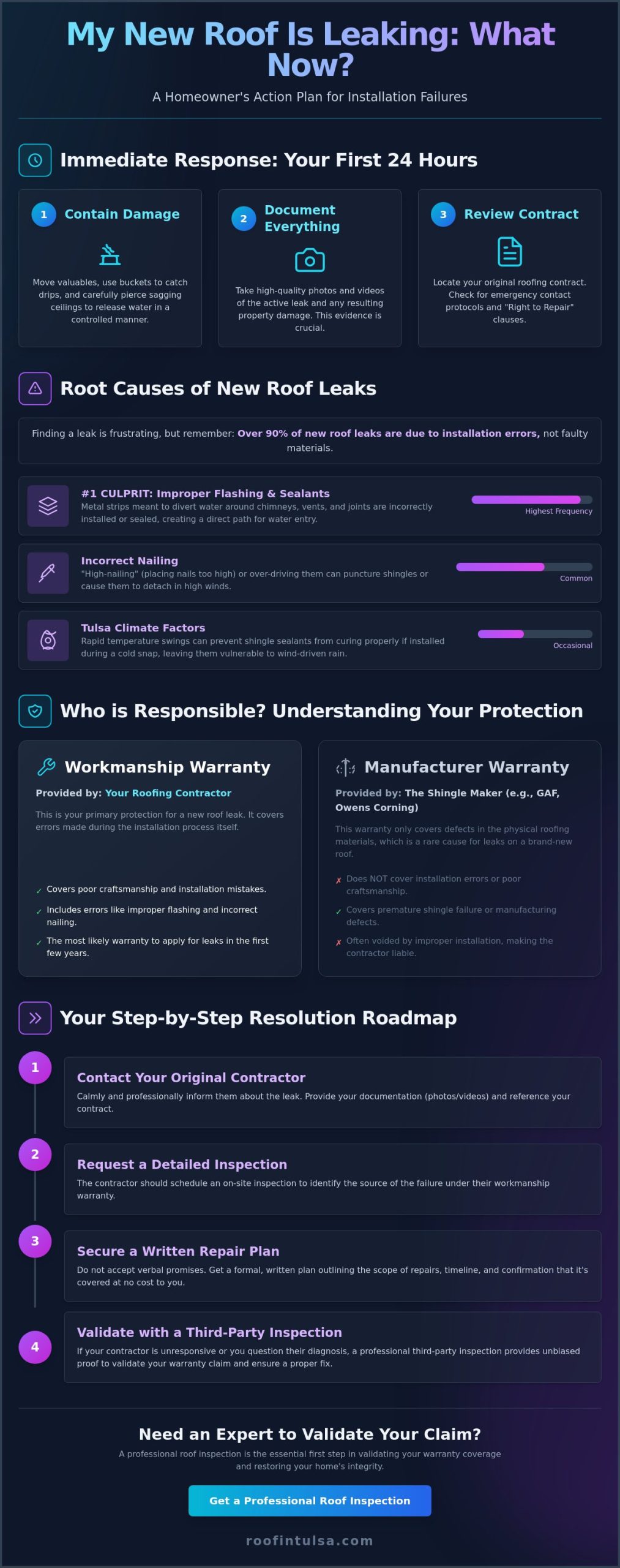 What to Do If Your New Roof Is Leaking: A 2026 Homeowner’s Action Plan