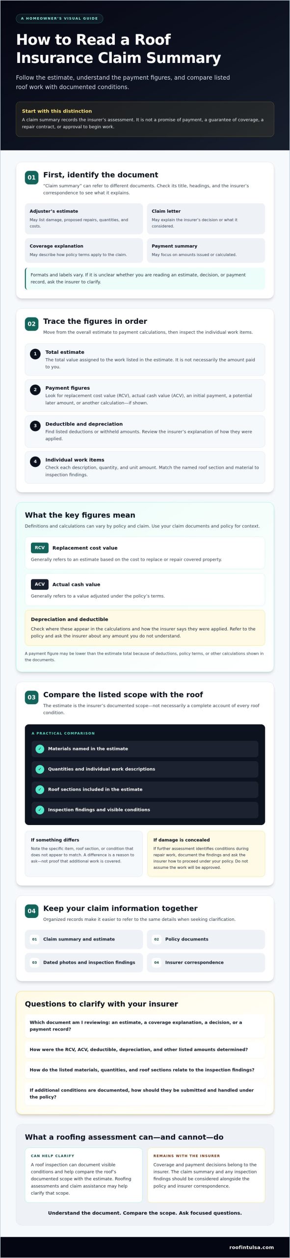 How to Read a Roof Insurance Claim Summary: A Homeowner’s Guide